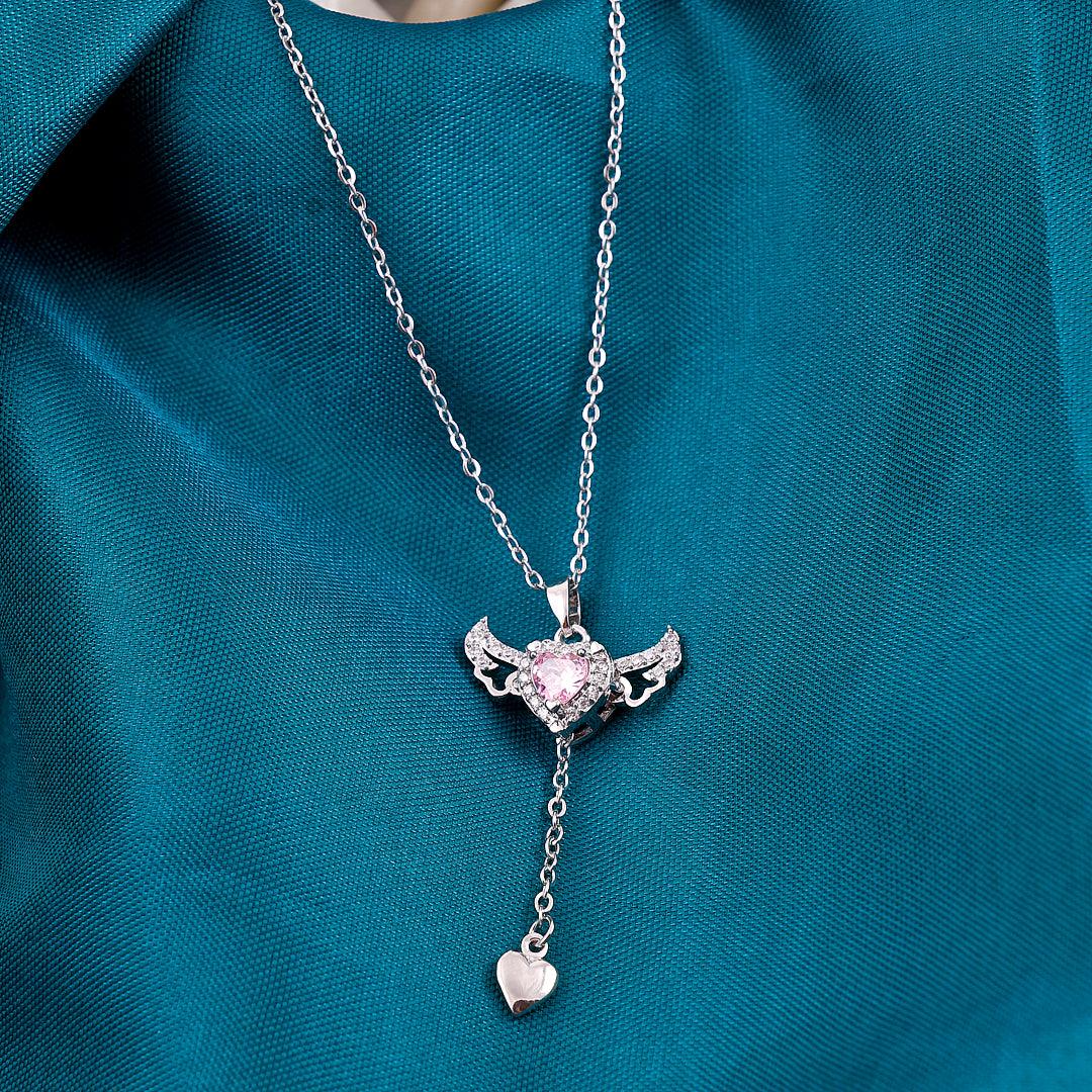 Heart-Shaped Pink Gemstone Pendant Necklace