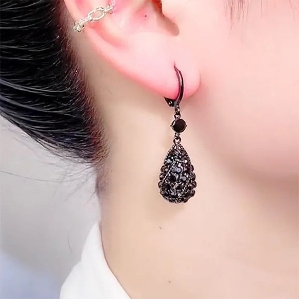 Elegant Black Crystal Drop Earrings