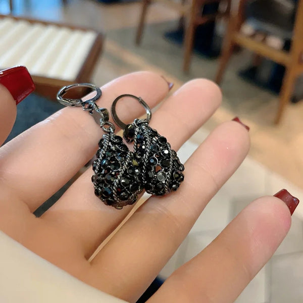 Elegant Black Crystal Drop Earrings