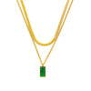 Gold Plated Baguette Snake Emerald Necklace