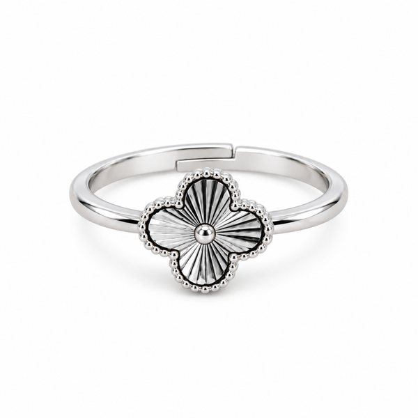 S925 Silver Clover Bloom Adjustable Ring