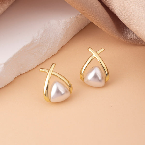 Combo Of 2 Geometric Pearl Stud Earrings