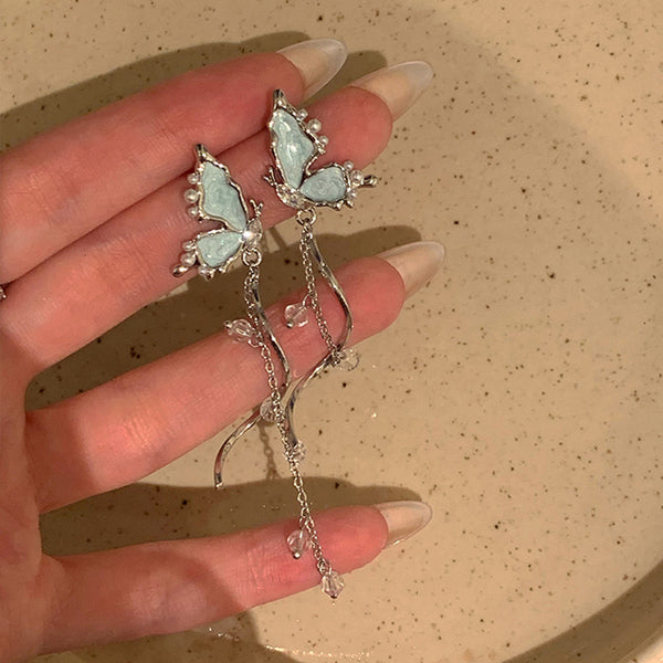 Combo Of 2 Mint Butterfly Drops Earrings