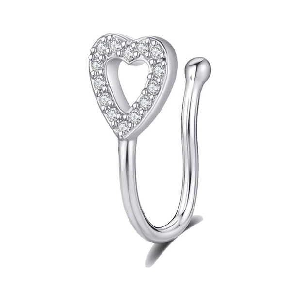 Fake nose Piercing silver heart
