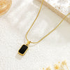 Gold Black Rectangle Stone Necklace