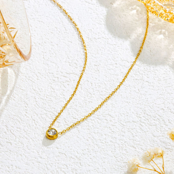 Circular Zirconia Diamond Pendant Necklace