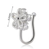 Flower Piercing Fake nose clip silver