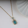 Golden-Plated blue Cubic Geometric Pendant
