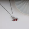 Red double swan silver chain necklace