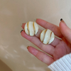 White Glaze Irregular Round Earrings