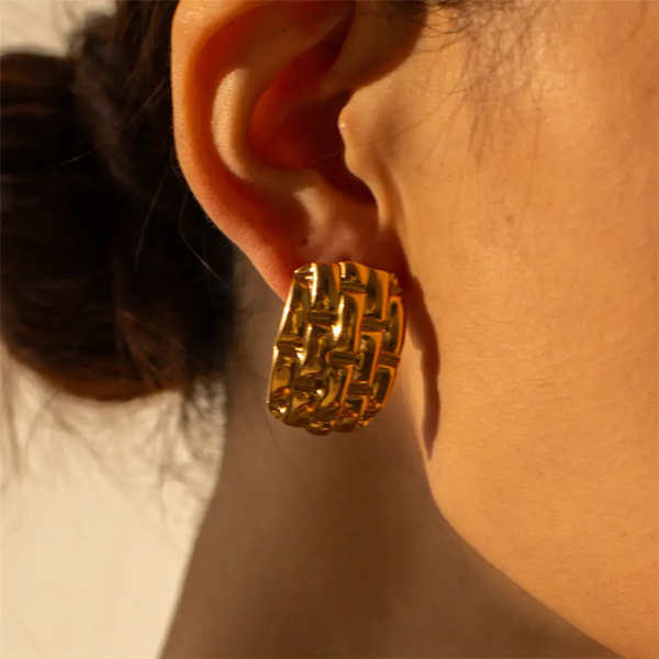 Anti tarnish golden shine stud earrings