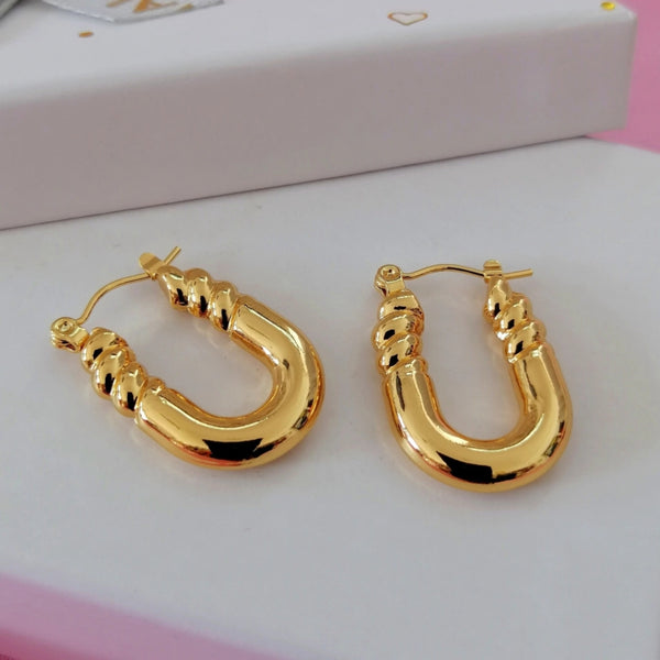 Anti tarnish trendy gold earrings