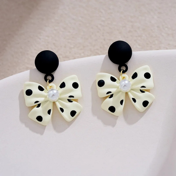 Simple Temperament Bow Polka Dot Earrings
