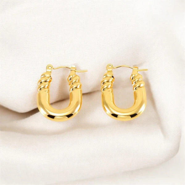 Anti tarnish trendy gold earrings