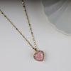 Gold Chain Pink Heart Stone Necklace