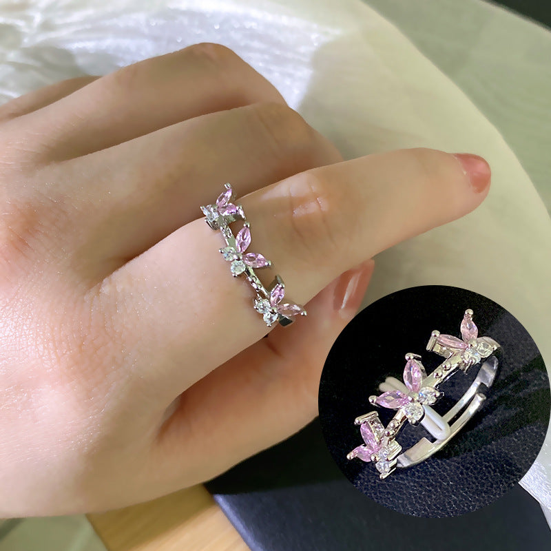 Sparkle Flutter Pink Butterfly Ring