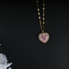 Gold Chain Pink Heart Stone Necklace