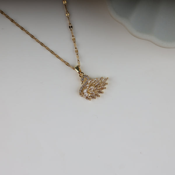 Golden swan golden chain necklace pendant