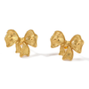 Anti tarnish gold small bow earrings
