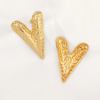 Anti tarnish gold heart stud earrings