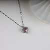 Silver chain light pink heart necklace