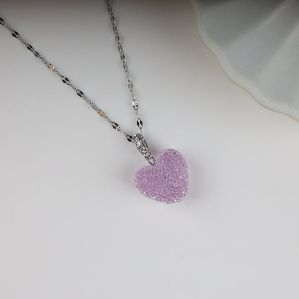 Purple Crystal Heart Necklace pendant