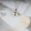 White Circular And Green Stone Necklace