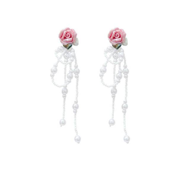 Elegant pink flower earrings