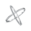 Silver cross stone ring