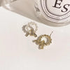 Pearl Circle Bow Earrings