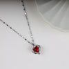 Silver chain red heart necklace