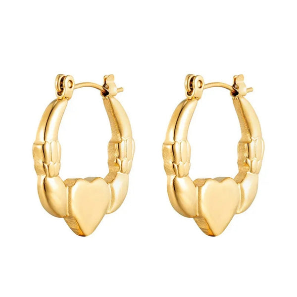 Anti tarnish Heart Shaped Geometric gold earrings