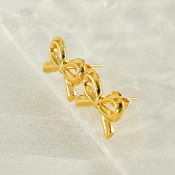 Anti tarnish cute bow earrings