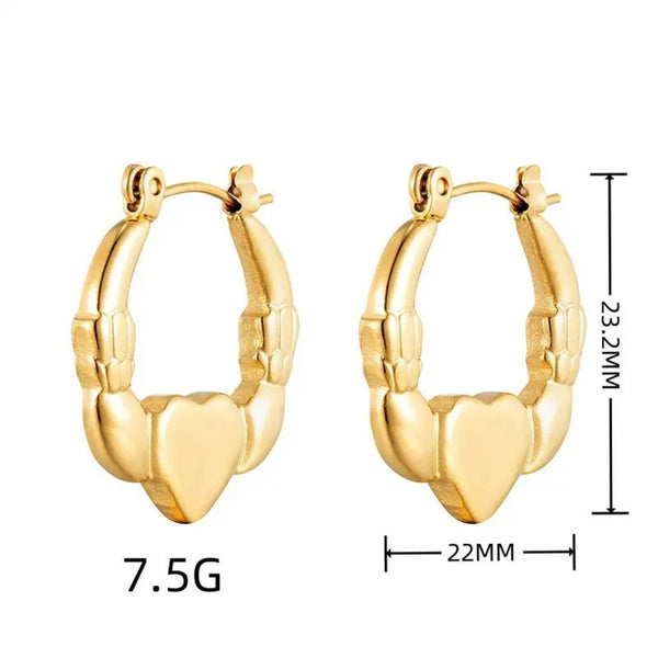 Anti tarnish Heart Shaped Geometric gold earrings