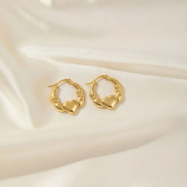 Anti tarnish Heart Shaped Geometric gold earrings
