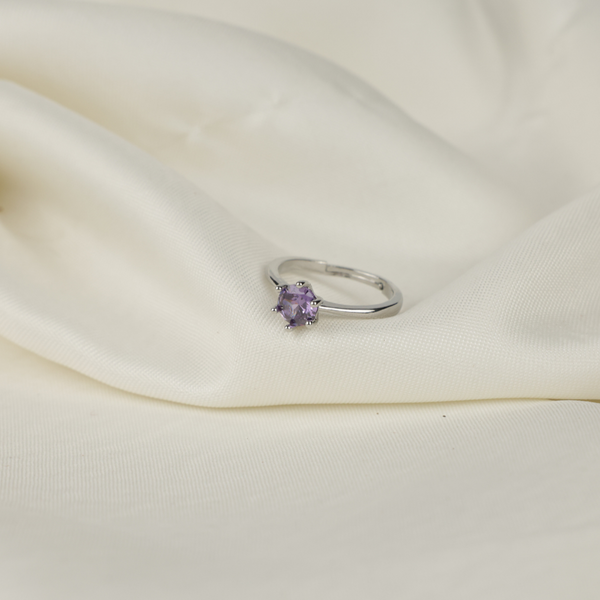 Crystal Natural Amethyst Gemstone Adjustable Ring
