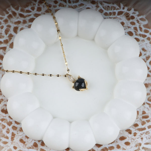 Black Glossy Claw Drop Necklace