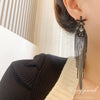 Black Stone Long Chain Earrings