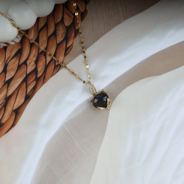 Black Glossy Claw Drop Necklace