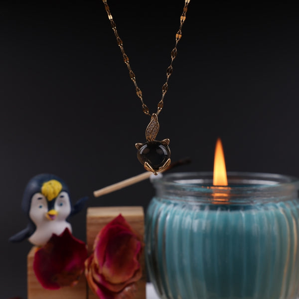 Black Glossy Claw Drop Necklace