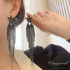 Black Stone Long Chain Earrings