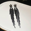 Black Stone Long Chain Earrings