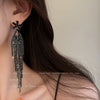 Black Stone Long Chain Earrings