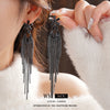 Black Stone Long Chain Earrings
