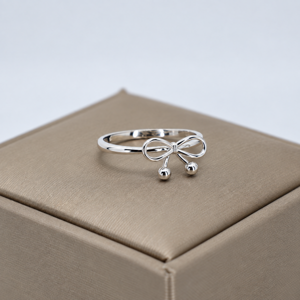 S925 Silver Elegant Bow Adjustable Ring