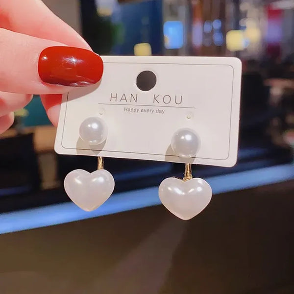 Tiny Hearts Pearl Earrings