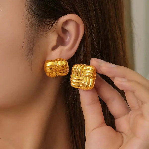 Anti tarnish three layer earrings