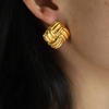 Anti tarnish three layer earrings