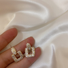 Shiny Crystal Geometric Drop Earrings