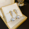 Beaded Crystal Big Pearl Earring